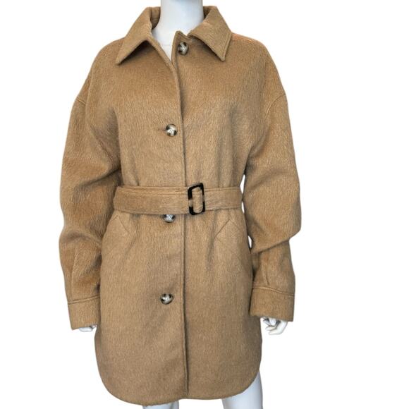 New ~ TOPSHOP , NORDSTROM ~  Wool Blend Belted Shirt Jacket Size 12 - Picture 3 of 9